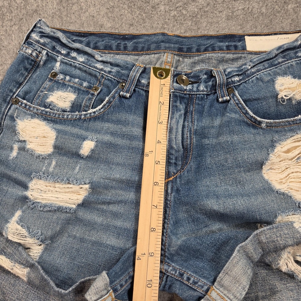 Rag & Bone Shorts Womens 29 Blue Distressed Denim Cutoff Cuffed Relaxed Casual - Picture 6 of 13